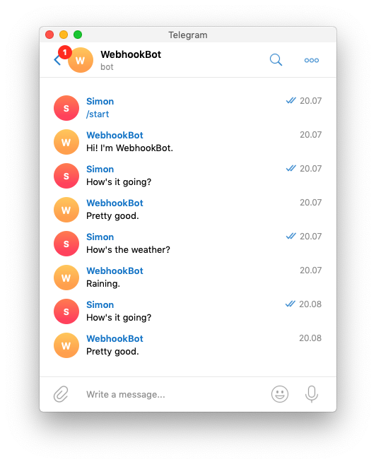 "WebhookScript" Telegram Bot screenshot