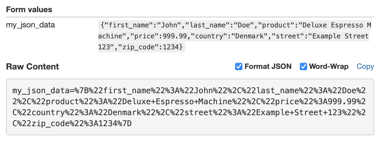 JSON Form Data