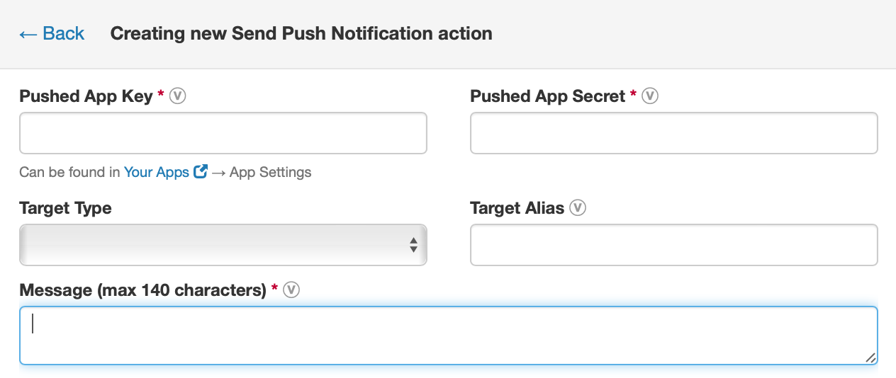 "Pushed" Custom Action screenshot