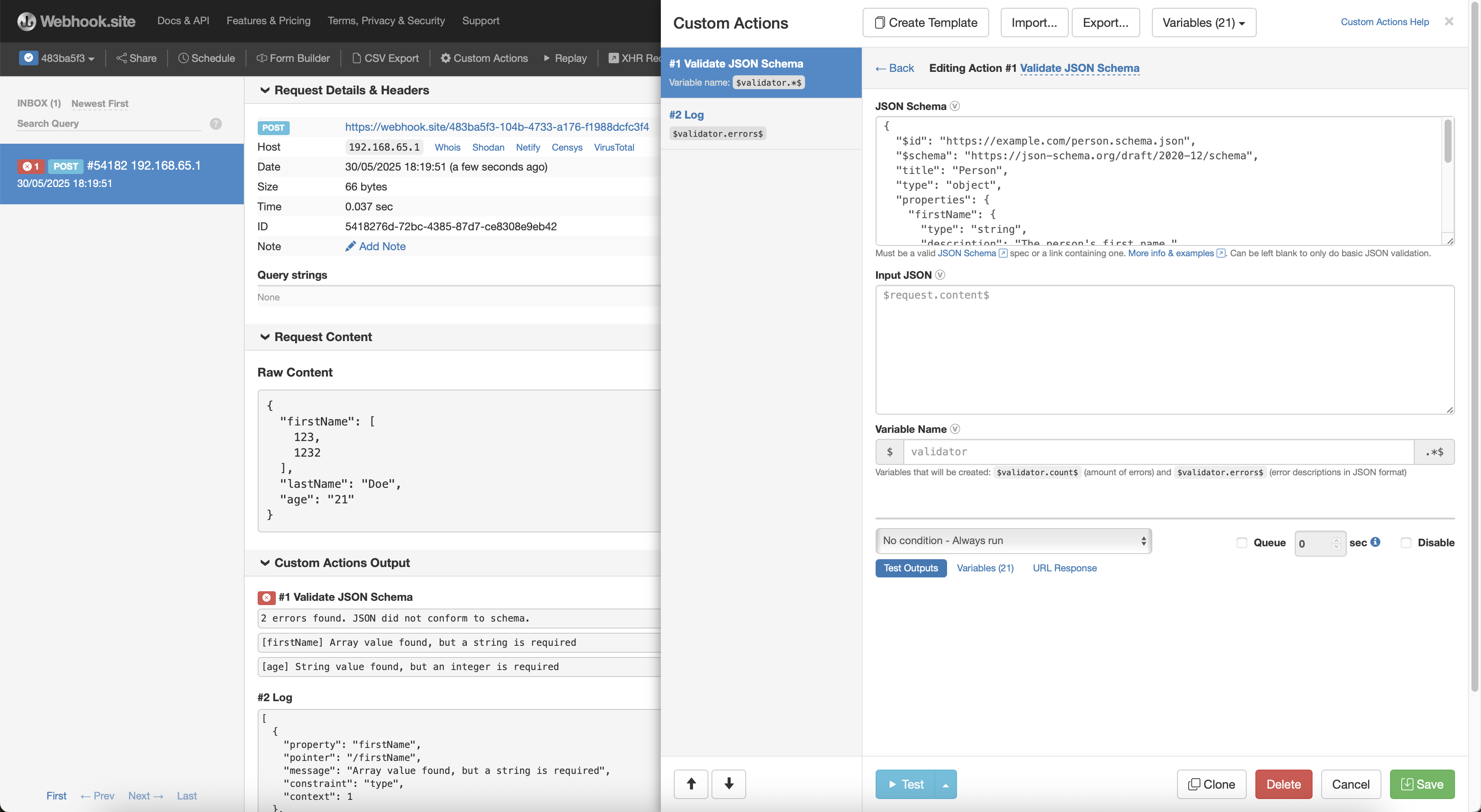 Validate JSON exmaple